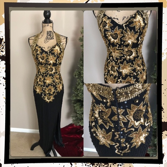 Pageant Shop Black & Gold Beaded Formal Dress - Picture 2 of 8